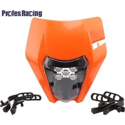 12V LED Motorcycle Headlight Fairing Headlamp E8 Emark for SX-F SX EXC XC-W XC-F WR DRZ KLX KX YZ F Dirt Bike Fairing Mask