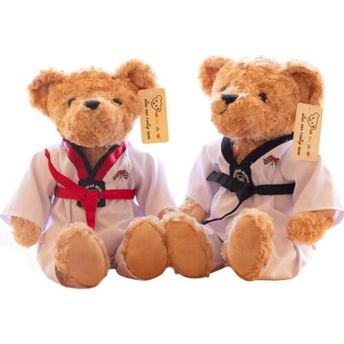 1pc 30-40cm epacket Cute Taekwondo Teddy Bear Plush Toys Stuffed Kawaii Animal Bear Doll Creative Gift Toy for Birthday present