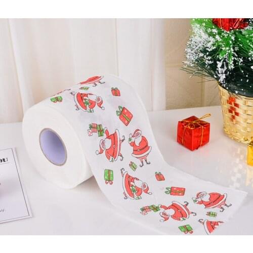 2020 Hot Sale Christmas Pattern Series Roll Paper Christmas Decorations Prints cute Toilet Paper Christmas Decorations #0926