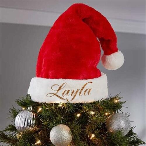 30*48cm Custom Text High Quality Christmas Santa Hats Christmas Decorations Personalized Name New Year Gifts Hat Party Accessory