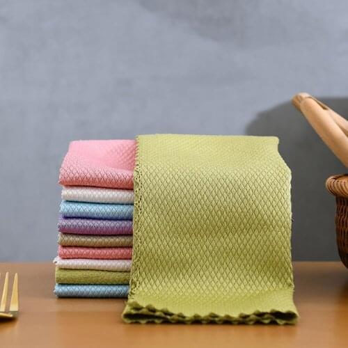 5 pcs Household Cleaning Products Cloth Fish Scale Rag for Glass Clean as Soon as You Wipe It Kitchen Tools Microfiber