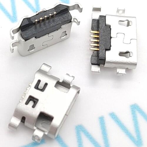 50Pcs Micro Usb Connector 5Pin Reverse Heavy Plate 1.2Mm Flat Mouth Without Curling Side Female For Mobile Phone Mini Usb Jack