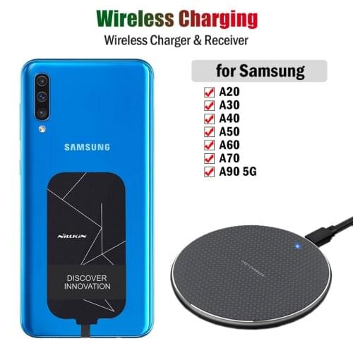 Qi Wireless Charging for Samsung Galaxy A20 A30 A40 A50 A60 A70 A90 A10e A20e A20S A30S A50S A70S Wireless Charger+USBC Receiver