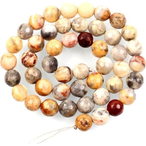 Natural Stone Faceted Gem Crazy Agates Transparent Charm Loose Beads For Jewelry Making Needlework Bracelet DIY Strand 4-12MM