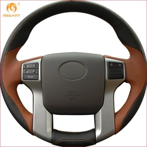 Black Brown Leather Car Steering Wheel Cover for Toyota Land Cruiser Prado 4Runner 2010-2015 Tundra 2013-2017 Tacoma 2011-2016
