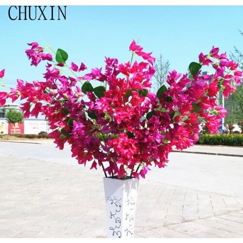 Decorative Silk Fake Flowers Bougainvillea Artificial Flower Branch For Wedding Home Decoration Arch Hotel Decor 118cm