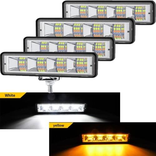 6inch Dual Color Led Pods 3500K 6500K Flood Driving Fog Lights Yellow White Off-Road Work Light Bar for SUV ATV Truck Lamps