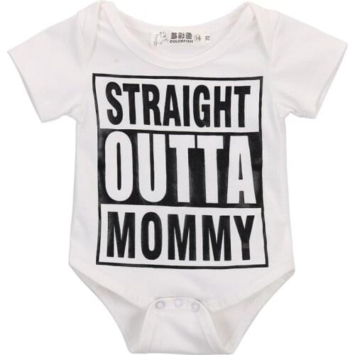 FOCUSNORM Newborn Infant Baby Girls Boys Romper Short Sleeve Print Letter Cotton Soft Jumpsuit Outfits Straight Outta Mommy