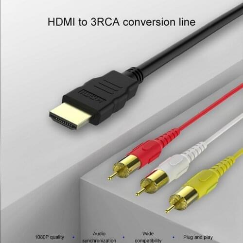 HDMI to RCA Cable HDMI Male to 3RCA AV Composite Male M/M Connector Adapter Cable Cord Transmitter No Signal Conversion Function