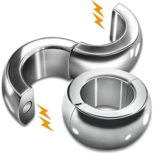 New Stainless Steel Penis Ring Magnetic Lock Heavy Scrotum restraint Ball Stretchers Scrotum Testicle Cock Ring sex toys for man