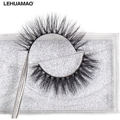 LEHUAMAO Luxury 5D Mink Hair False Eyelashes Wispy Cross Fluffy Mink Lashes Extension Tools Makeup Handmade Mink Eyelashes A03