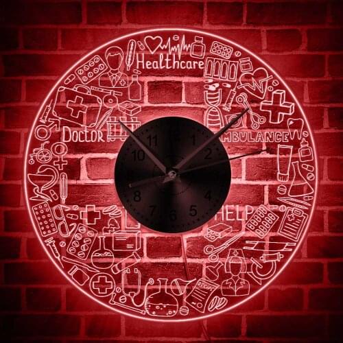 Health Care Emergency Medical LED Wall Clock Clinic Hospital OPC Decorative Acrylic Wall Watch Medical Staff Doctor Nurses Gift