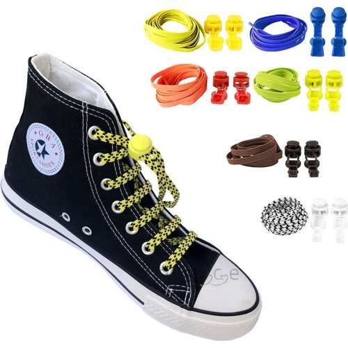 Fashion Flat Elastic Shoe Laces Tie Free Lazy Shoelace with Lock Quick Release 14 Colors