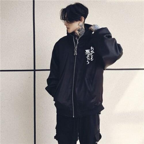 2020 Spring New Mens Bomber Zipper Evil Spirit Print Jacket Male Casual Streetwear Hip Hop Pilot Coat Men Clothing