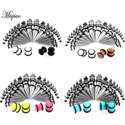 Miqiao 1 Set Acrylic O-ring Ear Expander 72 Pieces 14G-00G Stainless Steel Pointed Ear Expander Set