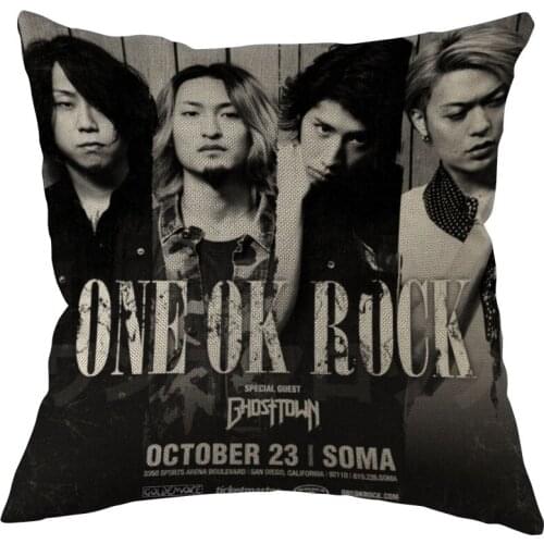 Rock Band One Ok Rock Cushion Pillow Tent,Office,Cotton Linen Zippered Pillowcase Family Home Accessories Customizable One Side