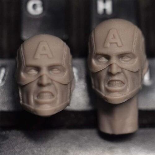 Unpainted 1/12 Angry Steve Rogers Chris Evans Head Carving Sculpt with Mask Fit 6 inch SHF Action Figure Body