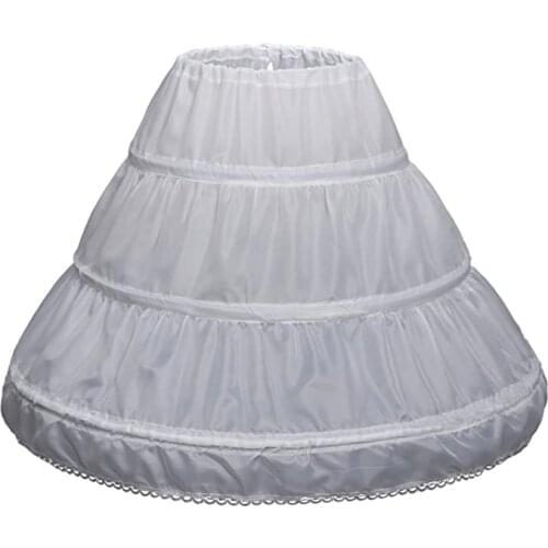 Lastest Look of the New Style Girls' 3 Hoops Petticoat Full Slip Flower Girl Crinoline Skirt