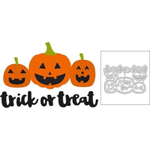 2020 New Halloween Pumpkin and English Word Trick Or Treat Metal Cutting Dies For DIY Scrapbooking Greeting Card Making no stamp