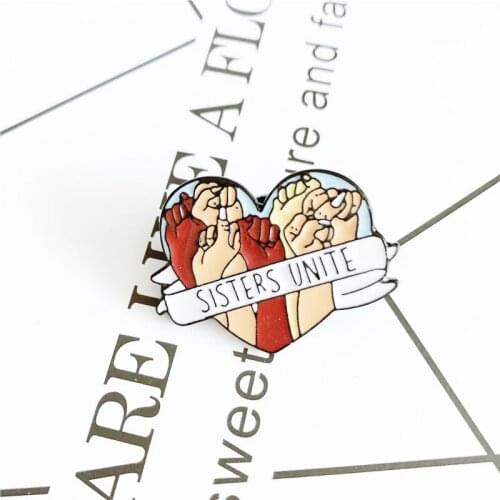 XEDZ New fashion love and arm length badge brooch SISTERS UNITE creative art generous shirt backpack jewelry friends lover gift