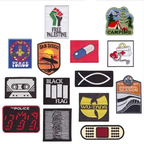 New Pill Patch Beach Surfing Camping Anime Japanese High Quality Cartoon Embroidery Iron on Patches for Clothing Embellished