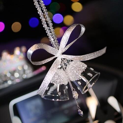 Diamond Crystal Windbell Car Ornaments Decoration Transparent Crystal Wind Chimes Pendant Rearview Mirror Hanging Christmas Gift