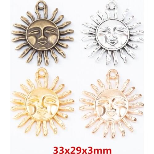 15 pieces of retro metal zinc alloy sun pendant for DIY handmade jewelry necklace making 7241
