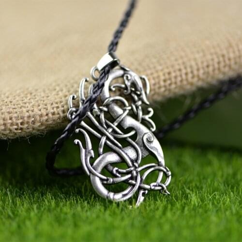 10PCS Nordic Viking Necklace Large Dragon Scandinavia Viking Nordic Talisman Pendant Amulet Pendant Necklace