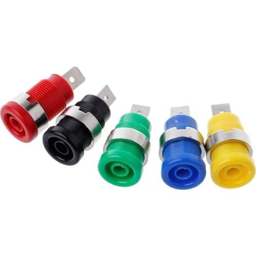 5PCS Banana plugs black+red+blue+yellow+green banana female jack binding post wire connector mix colors