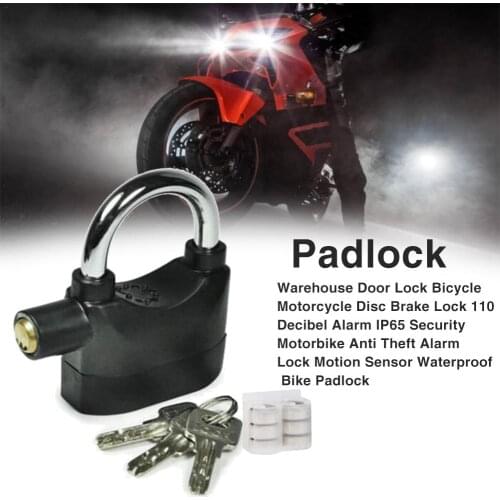 Warehouse Door Lock Bicycle Motorcycle Disc Brake Lock 110 Decibel Alarm IP65 Security Motorbike Anti Theft Alarm Lock Motion Se