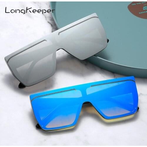 LongKeeper Oversized Square Sunglasses Women Luxury Brand Fashion Flat Top Sun Glasses Female Big Frame Vintage Eyewear UV400