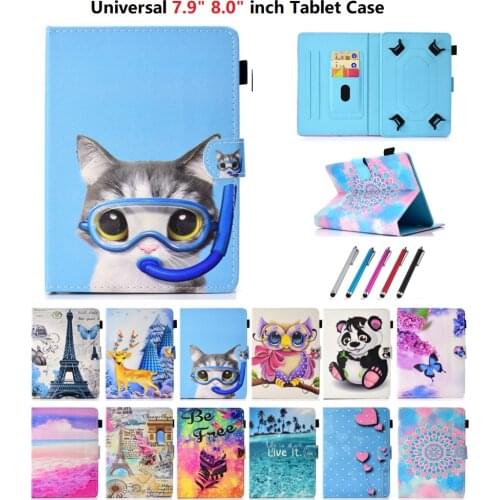 Universal Case 8.0" Tablet Case for Xiaomi Mi Pad 4 For Huawei Mediapad T3 M3 Lite 8 8 inch For IPad mimi 5 4 3 2 1 7.9" + Pen