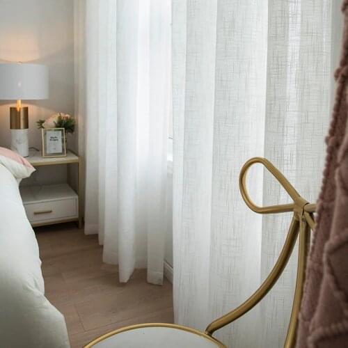 Cheap White Tulle Curtain Sheer Linen Curtains for Living Room Bedroom Kitchen Voile Tulle Sheer Curtains Window Treatments