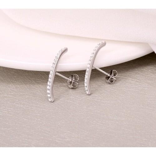 S925 sterling silver zircon rose gold color gold color earring stud for women