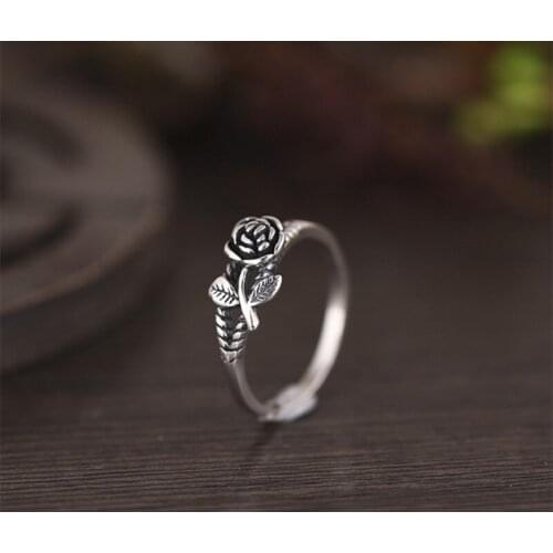 New Arrival Vintage Rose Rings For Women Silver Color Vintage Bohemia Ring Fashion Jewelry Valentines Day Gift For Girlfriend