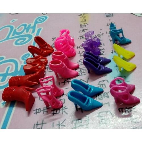Mixes Style Set of 12 Pairs Fashion Doll Shoes High Heels Sandals Boots Slippers For Barbie Dolls Outfit Dress Toy Xmas Gifts