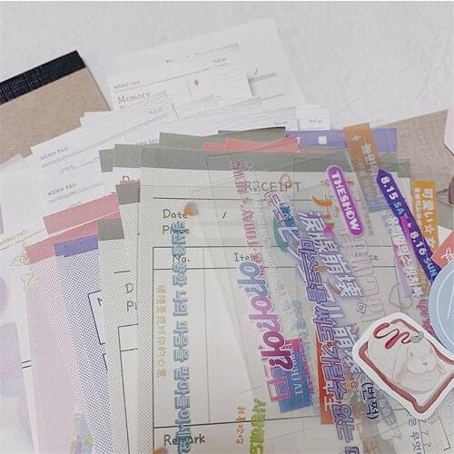 170PCS Kawaii Korean PVC Stickers Cute Cartoon Plan Material Memo Paper DIY Daily Scrapbooking Label Notes Decoration Stationery