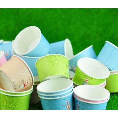 180ML Thick mix 4 Colors Paper Ice Cream Cup without Cover Disposable Dessert Cake Cup Bowl Eco Friendly Party Tableware