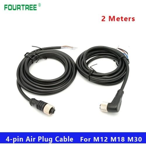 2 Meters Air Plug Cable 4 Pins Straight Type And Bend Type For M12 M18 M30 Plug-in Inductive Proximity Sensor Switches