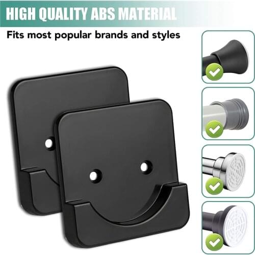 Universal Shower Curtain Rod Mount Holder for Wall Adhesive Shower Rod Tension Retainer No Drilling Stick on Screw Fixation