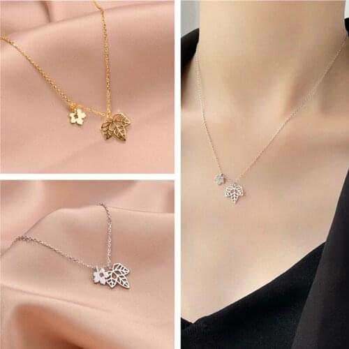 2021 Trendy Silver 925 Chain Clavicle Necklace For Women Jewelry Exquisite Hollow Leaf Flower Pendant Necklaces Lady Choker Gift