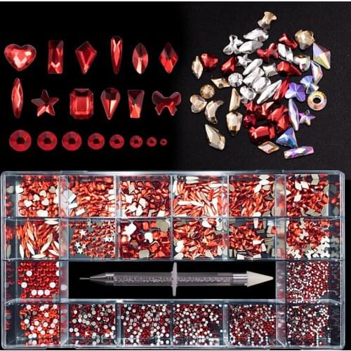 21 Grids/Box Mix Shape Crystal Rhinestone Diamond Gem 3D Glitter Nail Art Decoration Beauty DIY Nail Art Design