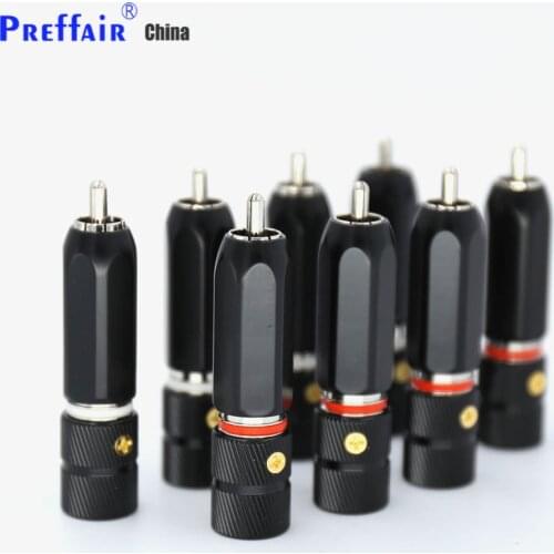 4x Locking Rhodium Plated RCA Plug 9mm Cable Phono Copper Connector HiFi