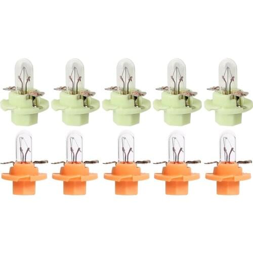 5pcs/set T5 B8.5D/T5 B8.4D 1.1W 1.2W 2W Halogen Car Gauge Bulbs Lamps for Interior Dashboard Instrument Cluster Light