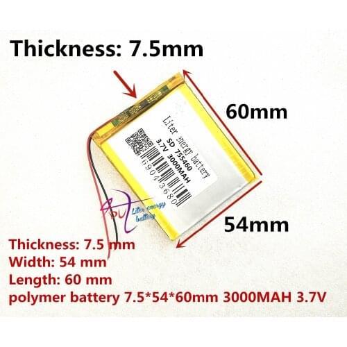 755460 3000MAH 3.7V polymer lithium battery MP5 Bluetooth small toy GPS MP3 MP4 battery