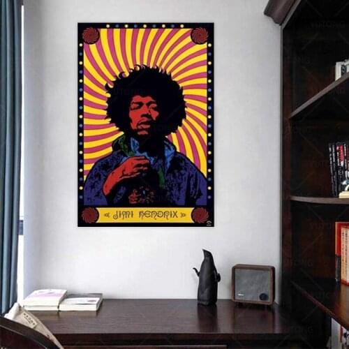 America Jimi Hendrix Psychedelic Rock and Roll Electric Guitarist Singer Songwriter Music Cool Wall Decor Art Print Canvas Poste