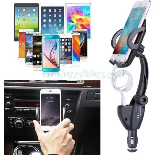 Car USB 2in1 Dual Charger Holder Mount Cigarette Lighter Chargers For Cell Phone