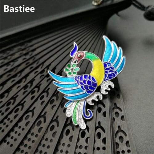 Bastiee Hmong Phoenix 999 Sterling Silver Brooches For Women Brooch Cloisonne Enamel Flower Jewelry Luxury Gifts
