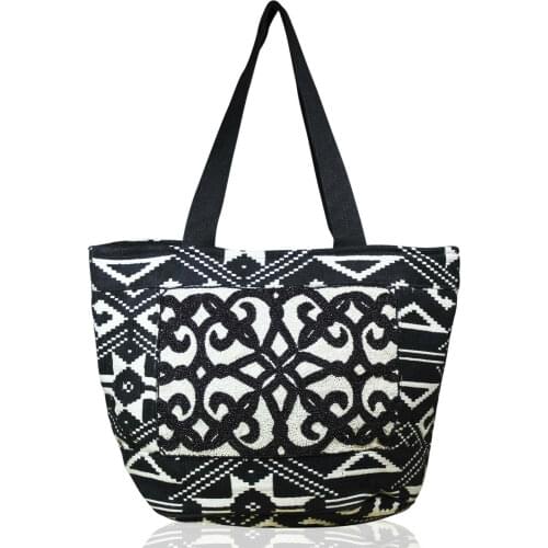 Large Woman Bag Tribal Ethnic Hobo Bicolor Handmade Beach Embroidered Pearls Bohemia