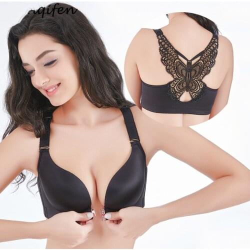 Meizimei Sexy Bras for Women Beauty Back Front Closure Plus Size Seamless Bralette Butterfly Brassiere Girl Push Up Top BH CDE38